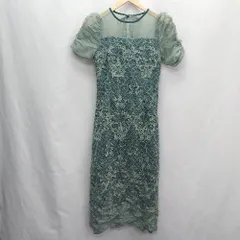 ◇ BLUEEAST 花柄 半袖 ロング丈 ワンピース サイズ0 グリーン レディース E  【1405140002416】