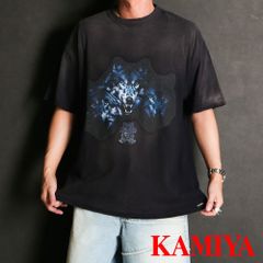 【KAMIYA/カミヤ】“KMY-WOLF” Distressed Tee - BLACK / グラフィック Tシャツ / G14TS084【送料無料】