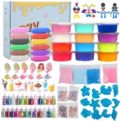 【新着商品】6歳以上 slime 含有24個入りふわふわクリスタル粘土 カラフルフォーム紙吹雪 果物切片 金魚鉢ビーズ 手作りツール おもちゃ セット DIY 水晶粘土 キット スライム