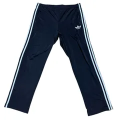 古着 adidas アディダス トラックパンツ 刺繍 トレフォイルロゴ ブラック×ホワイトライン 105サイズ XLサイズ 257-68