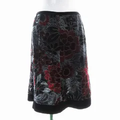 エポカ EPOCA THE SHOP スカート フレア 花柄 38 M 黒 ブラック 赤 レッド /KJ ■SM3