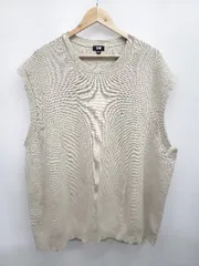 ◇ Θ UNIQLO ユニクロ 薄手 ニット ベスト サイズ3XL ライトベージュ系 メンズ P  【1409090015502】