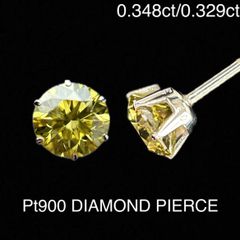 【中古】PT900  0.348ct/0.329ct  イエローダイヤピアス