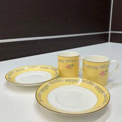 【000658】　TIFFANY&Co. Pink Tulip デミタス カップ ソーサー ペア 2客セット 極美品