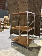 本日限定価格【直接引渡し・配送可】無印　ステンレスユニットシェルフウォールナット 本日限定価格【直接引渡し・配送可】無印ステンレスユニットシェルフ