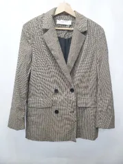 ◇ ⊇ Bershka ギンガムチェック 長袖 テーラードジャケット サイズEUR XS USA XS MEX 24 ブラウン ブラック レディース E  【1505290038645】