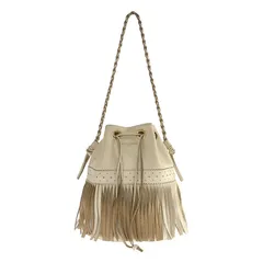 J&M DAVIDSON / ジェイアンドエムデヴィッドソン | FRINGE CARNIVAL フリンジカーニバル L レザー 巾着バッグ | ホワイト | レディース