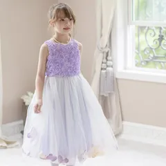 【ライラック】バラチュールの花びら入りキッズドレス TAK キッズ キャサリンコテージ