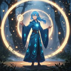 Vol.1｜A4高画質印刷】幻想の森に佇む青髪魔法少女イラスト｜アニメ