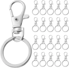 fogman キーホルダー キーリング ナスカン アクセサリ 金属 かわいい 20個セット(シルバー,  25mm)