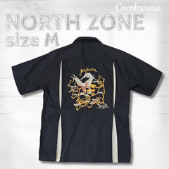 NORTH ZONE スカシャツ　サイズ M　スカジャン　ブラック　鷹　タカ　刺繍　ヴィンテージ　送料無料　即日発送　ショップをフォローでお得なクーポン発行してます！