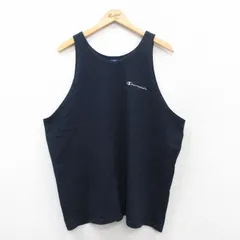 XL/古着 チャンピオン Champion ビンテージ タンクトップ メンズ 00s ワンポイントロゴ 大きいサイズ コットン クルーネック 紺 ネイビー 2