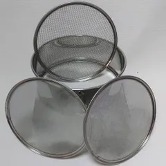 茶道具　六方式灰篩　ステンレス製　3点セット(荒目・中目・細目) 茶器/茶道具 灰道具】 灰篩 網三枚組 ステンレス製 裏千家用