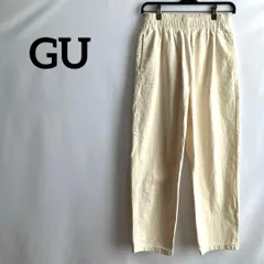 GUジーユーMアイボリーホワイト長ズボンパンツ無地シンプル綿100%