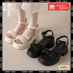 厚底サンダル 太ヒール 美脚 春夏 アイボリー レディース アンクルストラップ チャンキーヒール スクエアトゥ ギャザー カジュアル きれいめ 大人可愛い ビーチサンダル 韓国ファッション 靴 新作 サマー サンダル おしゃれ 海 旅行 99GYXC-091