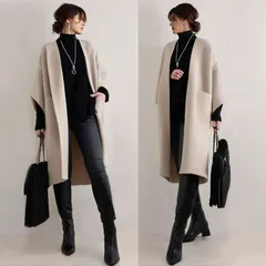 ツイードコート レディース 即購入OK ロングコート 七分袖 アウター ロング丈 羽織 ポケット付き 無地 体型カバー ゆったり シンプル カジュアル おしゃれ かわいい 秋 冬 通勤 通学 20代 30代 40代 50代 xzzhang711