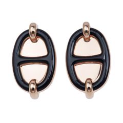 名東】エルメス ピアス ミニマイヨン ブラック ローズゴールド