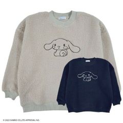 シナモロール 刺繍 BIG シルエット トレーナー ボア 長袖 サンリオキャラクターズ cr1324-748
