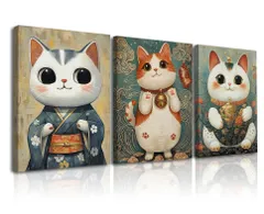 新品 PIY PAINTING動物 ウォールアート、かわいい子猫ポスター、キャンバスの壁掛け、アートパネル、鈴付きの子猫、ジークレー・ワーク、背景の壁画、デコレーション ベッドルーム リビングルーム 廊下 カフェ ダイニングルーム 書斎、内蔵木枠付き完成品、3