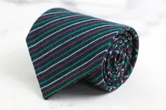 ミラショーン ブランド ネクタイ リバーシブル ストライプ柄 ウール イタリア製 PO メンズ ネイビー mila schon 【中古】