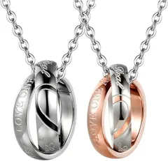 motayu18 恋をかたちにした二人の証 カップル お揃い ペアネックレス ファッション pair 彼女 彼氏 誕生日プレゼント メンズ レディース メンズファッション(スタイル2,  フリー)