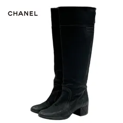 大幅値下げ】CHANEL レザーロングブーツ37 ブラック