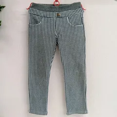 [MPS]エムピーエス ズボン 長ズボン パンツ キッズ 子供服 古着 千鳥格子 ポケット 裏起毛 120cm 黒 白（あ-213，エ-5 ）