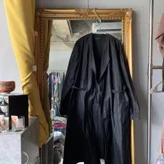@　ヴィンテージ　VINTAGE　ロング　long　コート　黒 ブラック BLACK　coat　ユニセックス　無地　ガウン　羽織　お呼ばれ　デート　オフィスカジュアル　食事会