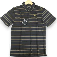 定1.1万 新品 PUMA GOLF プーマ ゴルフ 吸汗速乾 DRYCELL シーズナルボーダー 半袖 ポロシャツ ブラック 930525