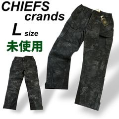 未使用 CHIEFS brands チーフス メンズ ミリタリーパンツ L カーゴパンツ カモフラ アウトドア 未使用タグ付き  総柄 ブラック系 (C21)★