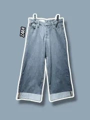 38/ ZARA ザラ ターンアップ ハイウエスト ループ デニム ズボン /1020