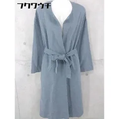 ■ ◎ JEANASIS ジーナシス ベルト付 チェック 長袖 コート サイズF ブルー レディース  【1103310008182】