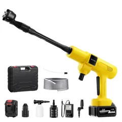 【2024新登場強化版】高圧洗浄機 コードレス 充電式 洗車機 20000mAh バッテリー マキタ互換バッテリー 残量表示 洗車店監修 750W自吸式 噴射距離10M 高圧洗浄機 洗車 家庭用 2段階 6in1ノズル 高性能 収納ケース 持ち運び便利 庭/屋