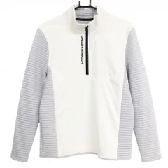 ★SALE価格★【美品】アンダーアーマー 長袖ハイネックシャツ 白×グレー 切替 ハーフジップ COLDGEAR メンズ MD/M/M ゴルフウェア UNDER ARMOUR
