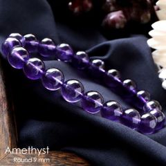 アメジスト ブレスレット 9mm ウルグアイ産 AAA 濃紫 紫水晶 2月 誕生石 天然石 パワーストーン Amethyst クリスマス 贈り物 ギフト プレゼント