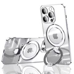JOOBOY iPhone 12 Pro 6.1” 用 ケース MagSafe対応 クリア リング付き メッキ仕上げ レンズカバー付き ソフトTPU 耐衝撃 傷に強い背面 ワイヤレス充電 ストラップホール付き アイフォン12 Pro 磁気 カバー