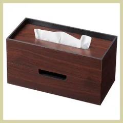 『ウッド』引き出し付きティッシュケース（フタ乗せ式）／ダークブラウン　※木製,シンプル,カントリー,ティッシュボックス,ナチュラル,木目調,和室,小物入れ,テーブルトップ,デスクトップ,机上,卓上,茶色
