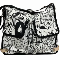 レスポートサック LesportSAC トキドキ TOKIDOKI ショルダーバッグ 斜め掛け 総柄 キーホルダー付き 白 ホワイト 黒 ブラック 1223のサムネイル