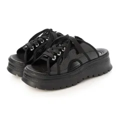 BOUQET オープントゥ レースアップ 厚底 サンダル （BL/BL）