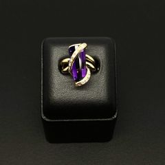 【中古】 K18YG ｱﾒｼﾞｽﾄ 天然ﾀﾞｲﾔﾓﾝﾄﾞ ﾘﾝｸﾞ ジュエリー 指輪  Gold #11 テーパードバケットミックスカット