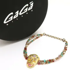 GaGa MILANO ガガミラノ ブレスレット ITブレス スカル シルバー925 イエローゴールド/マルチカラー 箱 ◆送料込み◆質屋-9289のサムネイル
