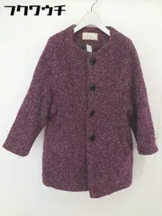 ◇ ROPE PICNIC ロペピクニック ウール混 長袖 ノーカラー コート サイズ40 パープル系 ブラック マルチ レディース  【中古】 【1112300003670】