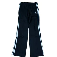古着 adidas アディダス トラックパンツ 刺繍 トレフォイルロゴ ブラック×ホワイトライン 100サイズ Lサイズ 257-116