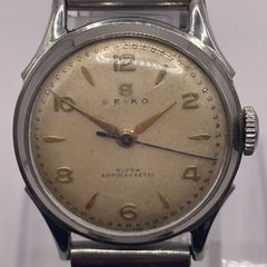 ◎【✨腕時計✨】SEIKO　セイコー　手巻き式　ヴィンテージ　アンティーク　コレクション　ベルト社外品　Sマーク　super antimagnetic  アンチ　マグネティック　ステンレス　スチール　金属　メタル　ケース　本体　バンド