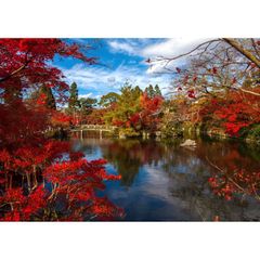 絵画風 壁紙ポスター (はがせるシール式) 紅葉 もみじ イロハモミジ 日本庭園 池 キャラクロ KYO-003A2 (A2版 594mm×420mm) ＜日本製＞ ウォールステッカー お風呂ポスター