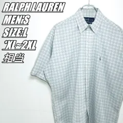 【US古着･90’s~】RALPH LAUREN　ラルフローレン　半袖チェックシャツ　メンズ　サイズ表記L　XL~2XL相当　ホワイト×ブルー系