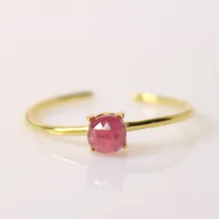 S925製 18KGP ルビー 4㎜ ローズカット 天然石 指輪