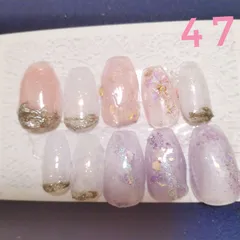 ハンドメイドネイルチップ　大人のミラーネイルチップ / フォーマル・お呼ばれ肌なじみ　　47 ◎ シアーミラーネイル / オフィス・きれいめ 即購入OK！軽やかで上品なミラーネイル              47