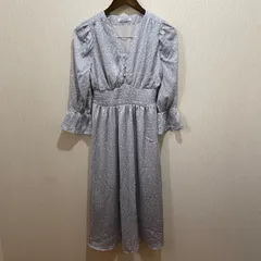 【美品】スナイデル　ロングワンピース　F ブルー　ドット柄　七分丈