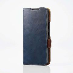 Galaxy A54 5G ソフトレザーケース 磁石付 耐衝撃 ステッチ (ネイビー)